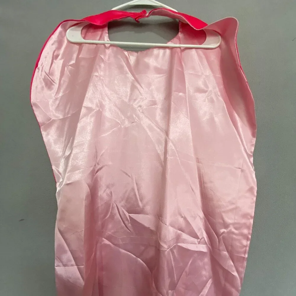 Hot Pink Satin Costume Cape / Cover Up | Reversible Light Pink Lining | One Size - Picture 5 of 5